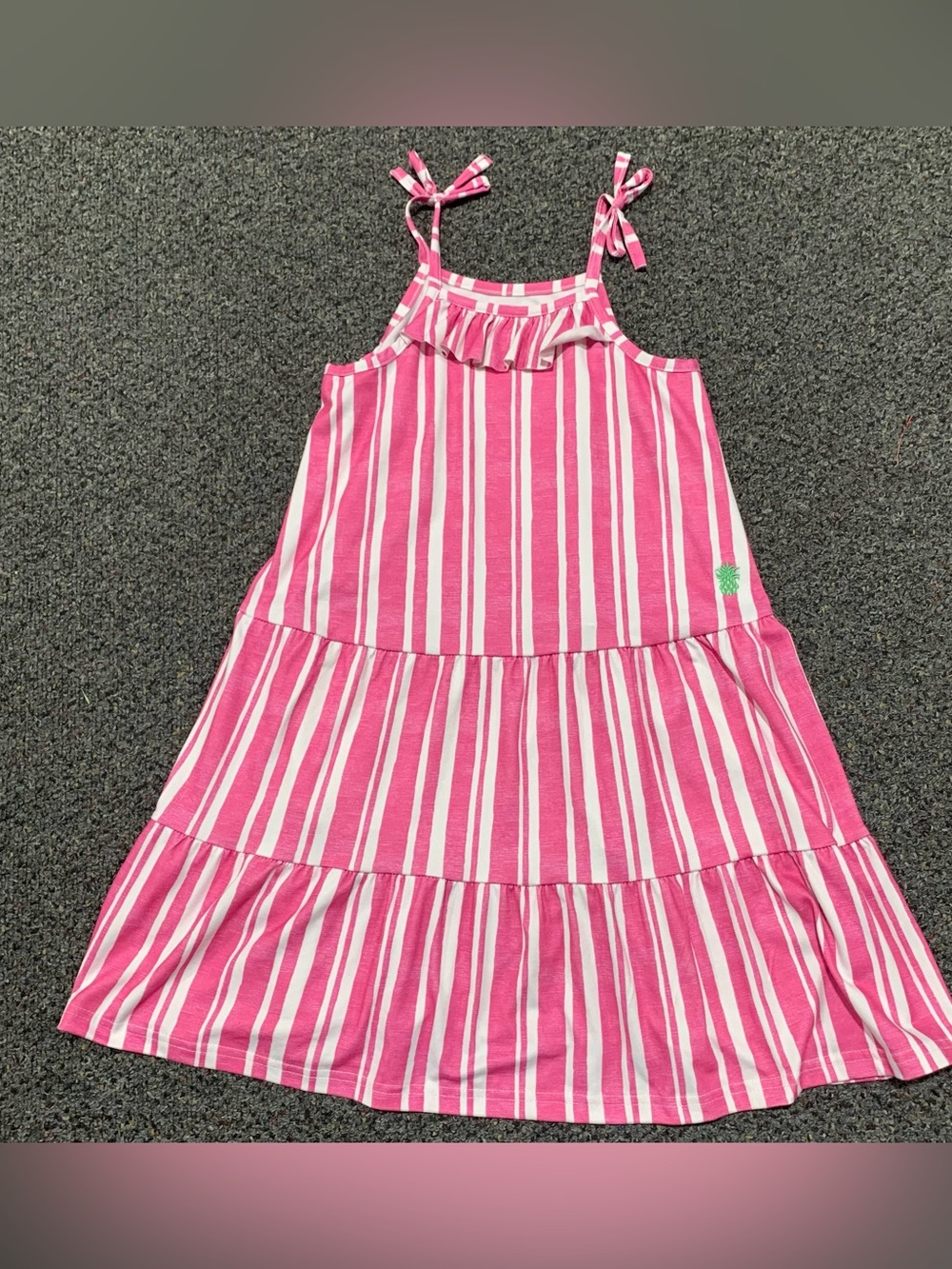 Tommy Bahama girls 6X pink and white striped sun dress